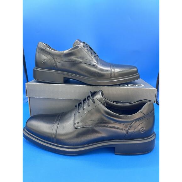 Ecco Men’s EU 45/US 11 Black Leather Timeless Square Toe Oxford Tie Shoe NEW - Picture 1 of 9